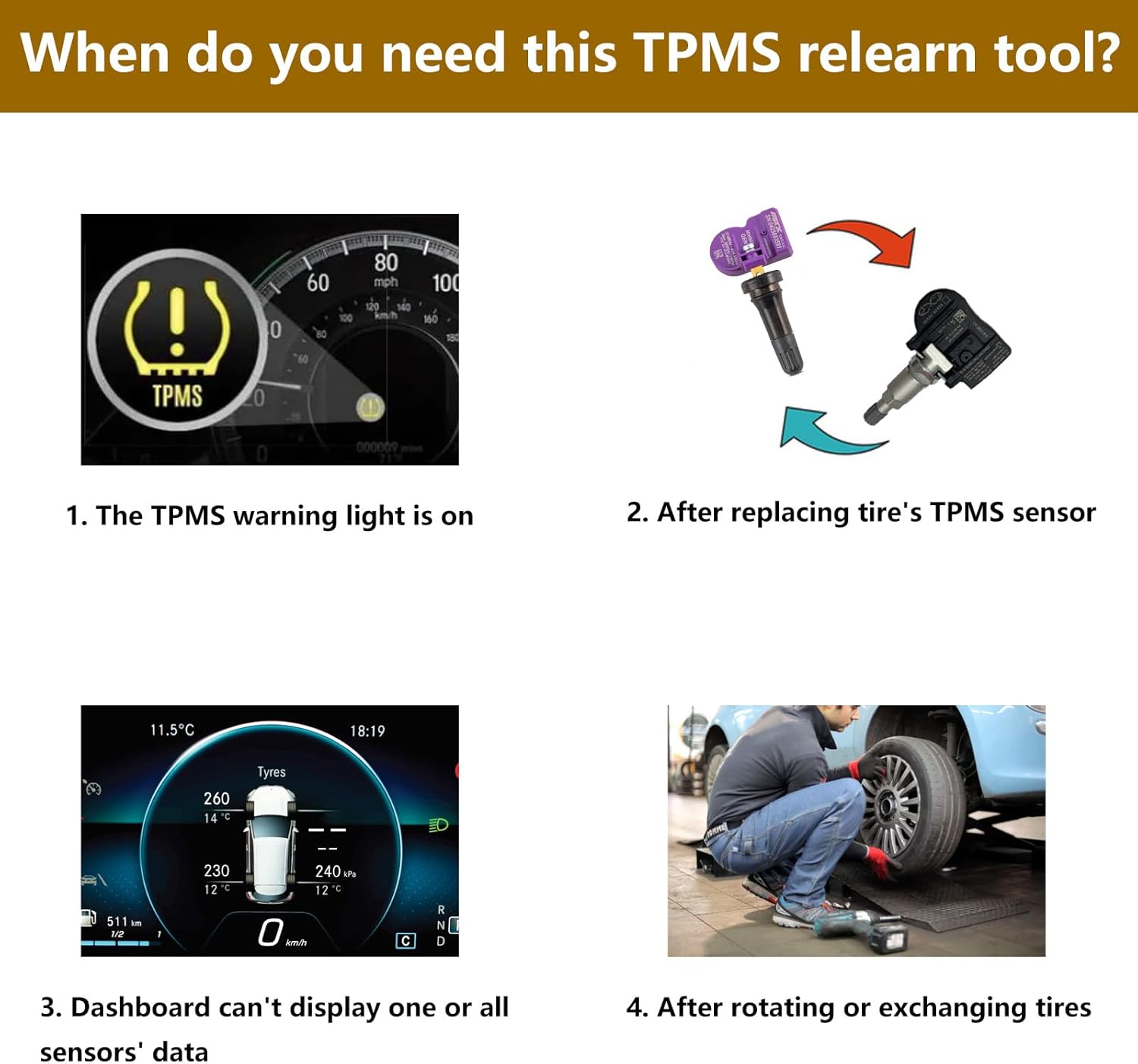 EL-50448 TPMS Relearn Tool with Battery Chevy TPMS Reset Tool for Cadillac GMC Buick GM Tire Pressure Sensor Reset Tool Chevy Tire Pressure Monitoring System Sensor TPMS Programming Tool